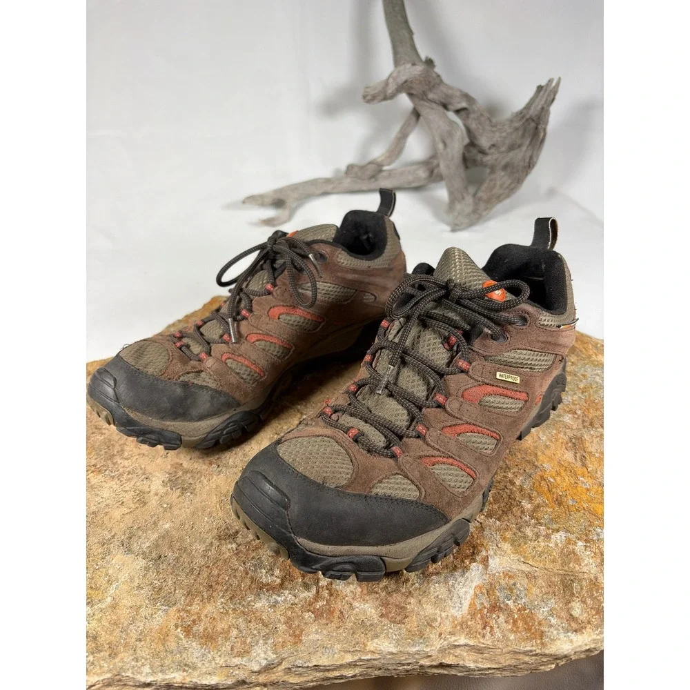 Merrell Moab Waterproof Hiking Shoes Mens 13 Espresso Brown J39723 Vibram Low